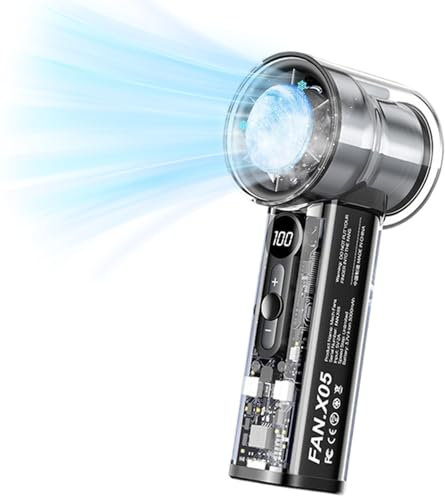 Ventilateur a Main Turbo Portable avec Plaque de Refroidissement, Mini Ventilateur de Voyage Puissant 14000TR/M USB Rechargeable, Vitesse Réglable 1-100, Climatiseur Poche Cadeau pour Femme Plage