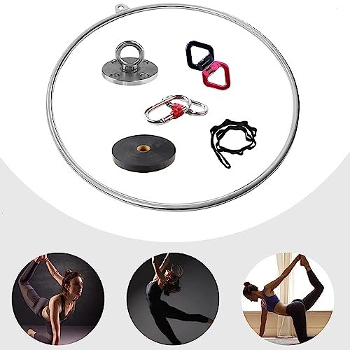 WJFTODAY Aerial Hoop Rig Hoop for Kids Adults, Steel Aerial Hoop Stand for Suspension Training, Aerial Yoga Equipment Kits for Gymnastics Dance