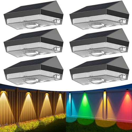 Anmossi Luci Solari per Esterni,6 Pezzi,Luci Solari Giardino Impermeabili,10 Modalità,Bianco Caldo,Bianco Freddo e RGB,per Gradini da Terrazza all'aperto,Ringhiere da Cortile,Piscine