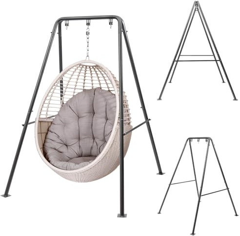 Gunghylla, hängstolsram, 134 x 118 x 178 cm A-form modern ram för hängfåtölj, vaggram för inomhus, utomhus, ledig avkopplad (hängstol ingår ej)