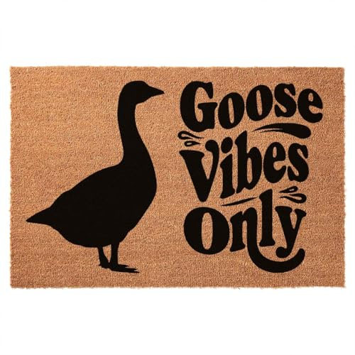 FUXKZJ Funny Coir Doormat 23.6 x 15.7 inch Personalized House Warming Gift Mat for Outside Entrance Front Porch Patio Door Non-Slip Decor (Goose Vibes Only)