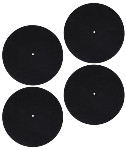 PRETYZOOM Tappetini in Feltro Nero Accessori per Dischi in Vinile per Giradischi Set 4 Pezzi Antistatici per Dj e Appassionati di Musica