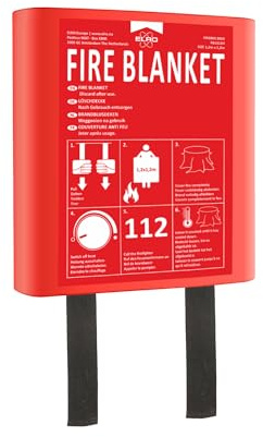 ELRO FB1212H Manta ignífuga 1,2 m x 1,2 m | Cocina, Oficina, BBQ, Camping, Seguridad de Emergencia | Cumple EN1869 | Caja rígida | Fibra de Vidrio
