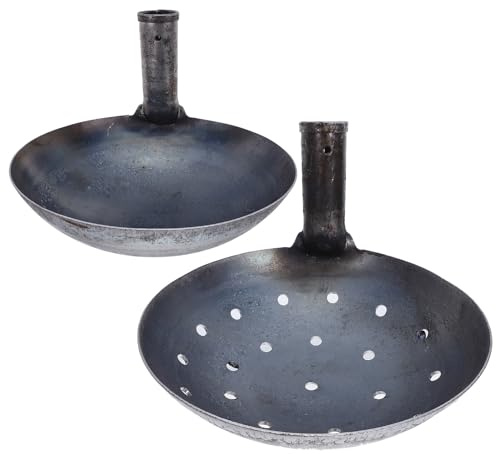 BCOATH Lot de 2 Pelles Tamis en Fer 23 CM Pelle à Trous pour Tamiser Boue et Terre Outil Portatif Jardinage pour Poulailler et Plantation Louche Métallique Perforée pour Épandre