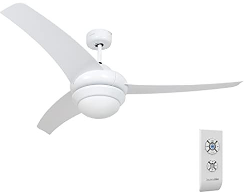 UNIVERSALBLUE Ventilador de Techo Blanco | Mando a Distancia | Luz | 3 Velocidades | 3 Aspas | 132 cm | 70 W | Temporizador | Silencioso | Hasta 30m2