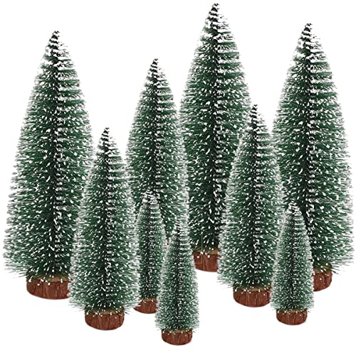 Weihnachtsbaum Mini Künstlich Miniatur Tannenbaum Grün Mini Weihnachts Baum Klein Weihnachtsdeko für Tischdeko, DIY, Schaufenster Figuren 10/16/22CM – 9 Stück