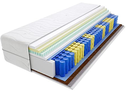 Godre Matratze 200x220 cm Doppelmatratze, H3 & H5 Federkernmatratze, Taschenfederkernmatratze 16 cm Hoch Latex Kokosfaser Visco Memory Rosshaar Hypoallergene, HR-Schaum, Gesteppter Bezug Dario Mini