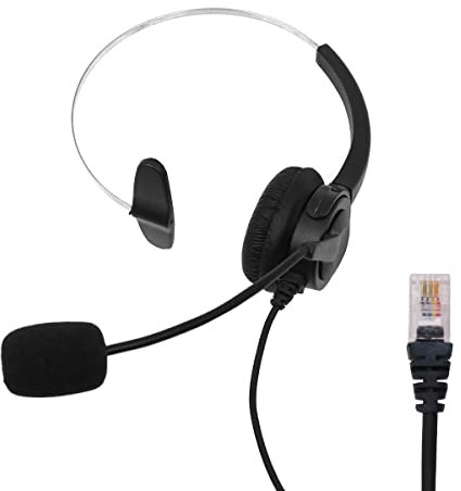 Tiardey Universal Telephone Headset Direct Connect Hands Free Headset For Corded Landline Telephones – Monaural Telephone Headset