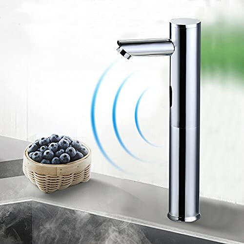 Infrarot Sensor Wasserhahn, Automatisch Induktion Badarmatur Waschtisharmatur Waschbecken Armatur Handwaschbecken Kaltwasser für Küche Badezimmer (20CM)