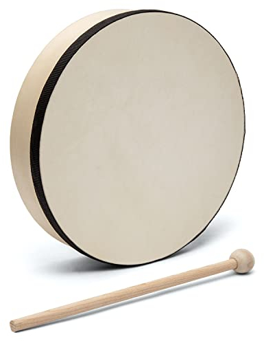 World Rhythm HD-10-BK Handtrommel mit 25.4 cm (10 Zoll) Rahmen, Schlägel im Lieferumfang enthalten