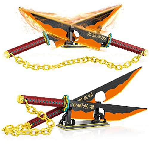 QLT Ideas - Katana pour cosplay Tengen Uzui anime Demon Slayer, briques pour adultes et enfants de 6 à 16 ans, 1 478 pièces (boîte d’emballage universelle)