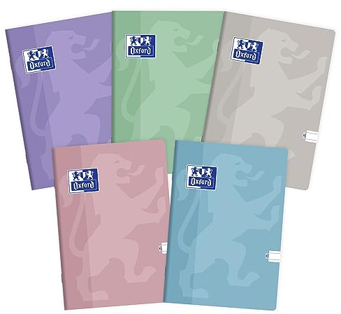 Oxford Touch Pastel Notizbuch A5, 60 Blätter, liniert, 5 Stück-Packung Farbenmix