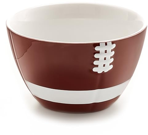 40YARDS American Football Müslischale/Schüssel/Snackschale aus Keramik (900 ml) in Form eines halben Footballs mit erhabener, fühlbarer Naht