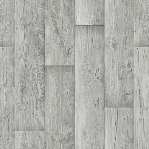 Grey Wood Plank Effect Vinyl Flooring Bathroom Kitchen Floor Senegal 533 (2m x 1m)