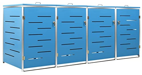 Abri Poubelle Extérieur, Cache Poubelle Abri pour Poubelle Conteneur pour Cache-Poubelle Abri pour Quatre poubelles 276,5x77,5x112,5 cm INOX