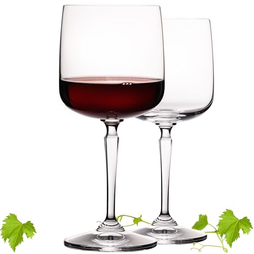 IMPERIAL Fyrkantiga vinglas, 380 ml, set i 2 delar, Rio rödvinsglas av Crystalline glas, diskmaskinssäker, vintagestil