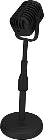 Jwthee Accessorio per microfono in stile retrò classico, modello finto per microfono vintage con supporto, accessorio per costume per microfono con decorazioni antiche per la fotografia (Nero)