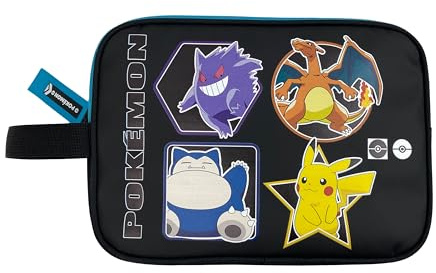 CyP Brands- Pokémon- Neceser, Bolsa de Viaje, Bolsa de Aseo, Unisex, Color Negro, Zapatillero, Geo, Producto Oficial