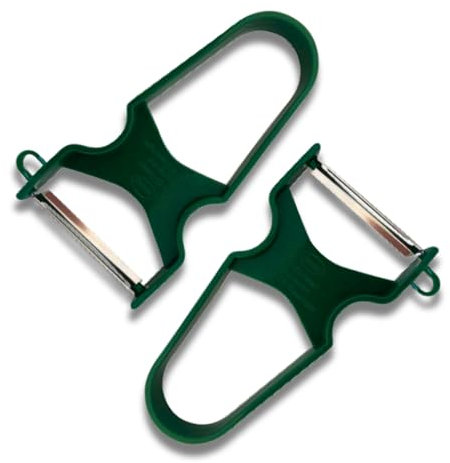 ECO Sparschäler 2er-Set in Grün aus Recyceltem Kunststoff – Ergonomische Schäler mit Edelstahlklinge – Optimal als Kartoffelschäler, Gemüseschäler oder Obstschäler - streifen Schäler für Gemüse