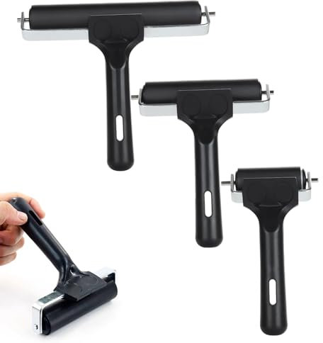 3pcs Rubber Brayer Rollers for Crafting, 15/10/6cm Brayer Rollers Craft Soft Ink Roller Tool Glue Roller Block Printing Ink Applicator Rollers for Printmaking Stamping, 3 Size