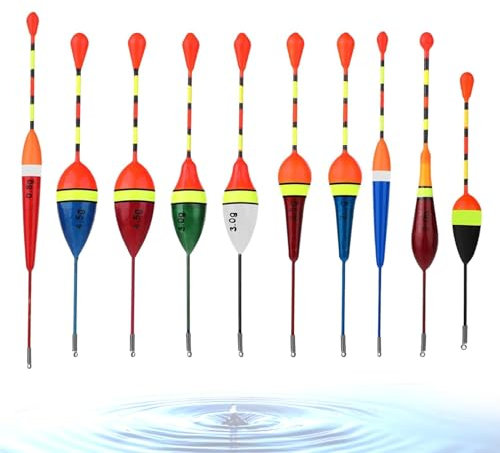 10 Stück Angelzubehör,Posen Angeln,Angelposen Set,Forellenschwimmer,Angelset mit Schwimmer 0.6g/0.8g/1.2g/2.0g/2.5g,Geeignet für Angelbegeisterte,Anfänger und für Verschiedene Fischarten.