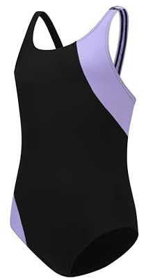 imKutie Girls One Piece Swimsuit Racerback Athletic Super Stretchy Quick Dry Swimming Costume UPF 50+ School Swimming Class Swimwear for 3-10 Years Black