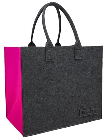 Berelin Felt Shopper Bag, Large Women's Tote Bag Shopping Bag, Foldable Shoulder Bag for Shopping and Daily Necessity, Practical Spacious Felt Handbag for All Occasions (Rose)