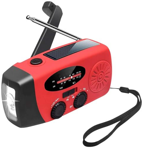 Radio Solar con Manivela, 128x60x45 Mm Radi-o Manivela, RAD-io Solar Emergencia, Emergencys Linterna, Cargador De Teléfono Celular, Función De Banco De Energía De Teléfono Móvil
