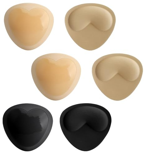 ZMDMAH 3 Paires de Coussinet Push-Up Autocollant – Coques Rembourrées Invisibles pour Soutien-Gorge et Maillot de Bain – Réutilisables, Respirantes et Confortables pour Femme