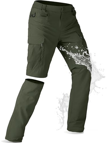 Mens Hiking Convertible Cargo Pants Lightweight Quick Dry Zip Off Waterproof Outdoor Safari Travel Fishing Hunting Tactical Pants,227,Army Green-34