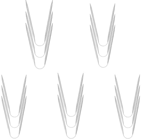 Lot de 15 aiguilles à tricoter circulaires - 23 cm - En acier inoxydable - Double tête - 2 mm/2,5 mm/3 mm/3,5 mm/4 mm - Mini aiguilles à tricoter rondes pour chaussettes, gants, chapeaux