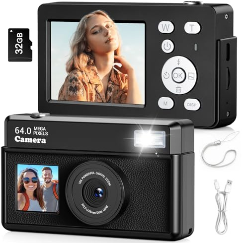 Appareil Photo Numérique, 4K 64MP Digital Caméra Portable, Écran IPS 2,8