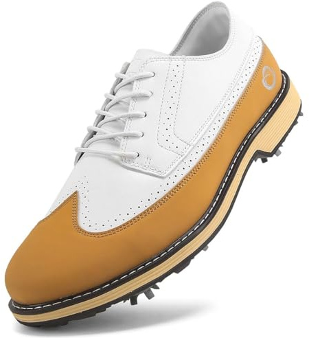 SDEQA Golfskor Herr med 9 spikar Professionella Golfsneakers Utomhussportsneakers,A,39 EU