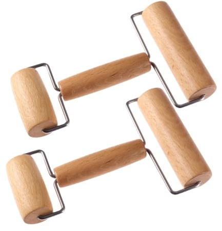 Toyvian 2 pezzi Mattarello Doppio in Legno Naturale Antiscivolo per Pizza e Dolci Rullo da Cucina Piccolo e Resistente per Impasto Non Appiccicoso per Forno e Pasticceria