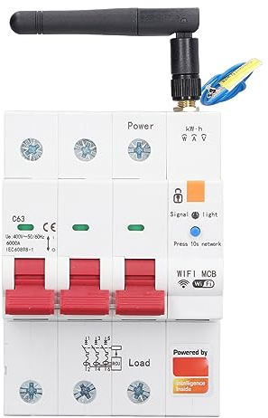 OPPWONG WIFI Smart Metering Läckagebrytare för Fjärrkontroll Timer Switching, AC400V, 3P 63A Effektbrytare för Hemsäkerhet, för Smart Home Life
