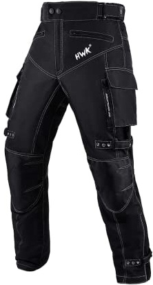 HWK Pantalones de motocicleta para hombres y mujeres con tela textil Cordura resistente al agua para motocross Enduro y armadura de impacto, pantalones deportivos dobles para motocicleta con cintura