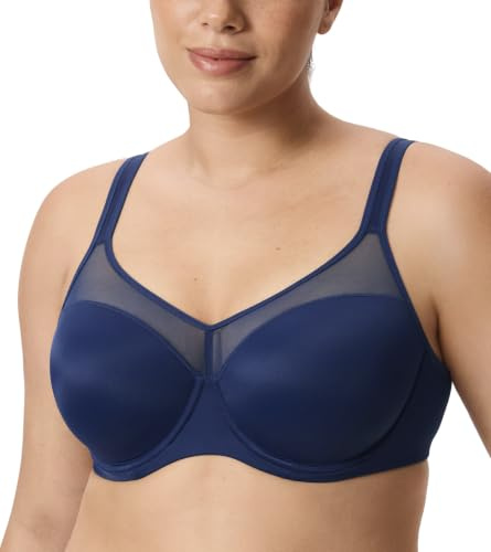 DELIMIRA Heltäckande BH med bygel för kvinnor | Lätt vadderad, Plus Size, Stödjande, T-shirt-BH
