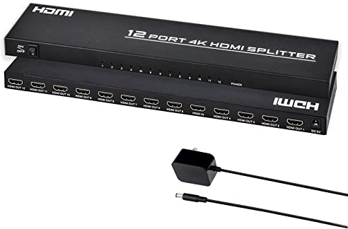 TCNEWCL 4K Sdoppiatore HDMI 1 in 12 Out, 1x12 Splitter HDMI Distributore/Mirror Audio Video 4 Schermo con Adattatore AC, Supporto 3D, HDCP,per HDTV, Xbox, PS4, Lettore Blu-Ray, Proiettore