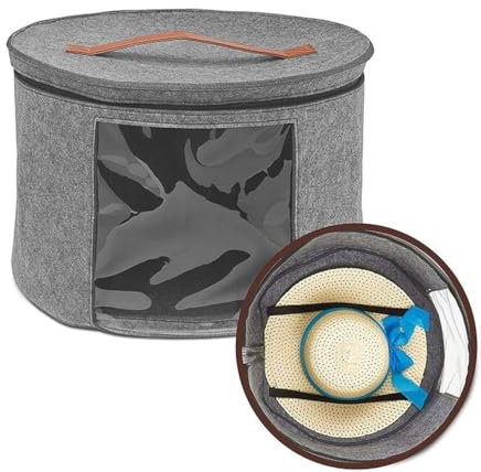 Large Hat Storage Round Box with Lid Foldable Travel Hat Storage Round Hat Organizer Women Pop Hat Storage Bin