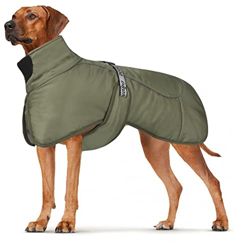 DoggieKit Hundemäntel Wasserdicht Winddicht Warm Winter Sicher mit Gewinde Reflektierende Streifen Jacke für Mittelgroße Große Hunde mit Geschirrloch für Welpen Haustiere Kaltes Wetter Kleidung Weste