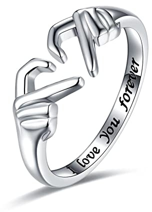 HMOOY Hand Heart Claddagh Ring,Adjustable Love Heart Rings for Women lovers Couple Promise Jewelry Men Friendship Wrap Around Rings