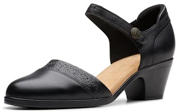Clarks Women's Emily 2 Ketra Pump, Black Leather, 7 UK