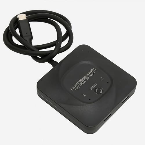 Commutateur USB C Bi Directionnel 2 Entrées 1 Sortie 8K 60Hz, 10Gbps Charge PD 100W Plug Play avec Indicateur Lumineux pour PC