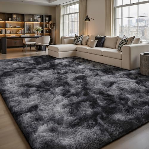Sour Lemon Hochflor Teppich Grau Teppich Wohnzimmer 120x160 Waschbar Anti-Rutsch Extra Große Teppiche Schlafzimmer Flauschige Moderne Teppiche Matte Teppichen für Schlafzimmer Kinderzimmer