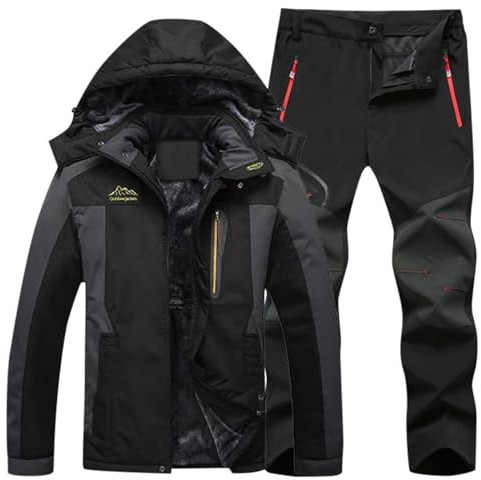 Skianzug Herren 2 Teilig Set Herren Winter Warme Skianzüge Männer Mit Plusgröße Männern Isolierte Wasserdichte Winddicht Ski Jacke und Hose Fleece Dick Arbeit 2 teilig Outdoor Schnee Skifahren Sätze