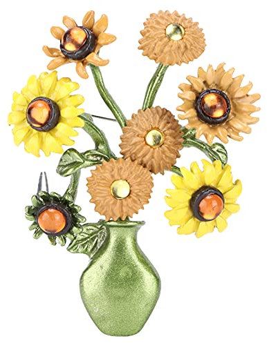 Broche de Tournesol, épingle à Revers, Vase de Plante, épingle à Revers élégante avec Conception de Vase de Plante, Accessoire de Broches Simples à Fleurs pour Femmes