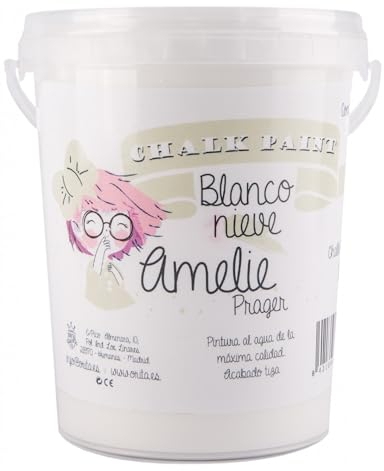 IberNorma Amelie Prager 1 Litro Pintura a la Tiza para muebles, Chalk paint para decoración y manualidades en madera 1L (01 Blanco Nieve)