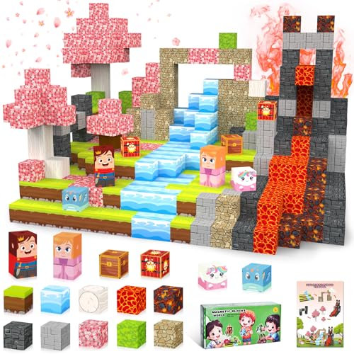 IEEILULU Bloques Magneticos Construccion Niños 100 Piezas 2.5CM, Juego Construcciones Magneticas con Piezas Magneticas, Magnetic Blocks Creativo Montessori para 3 4 5 6 7 8 9 10 Años
