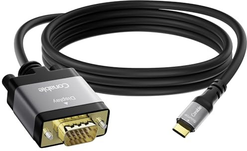 USB C to VGA Cable 15 FT, USB Type-C to VGA Cable, Aluminum, Gold-Plated