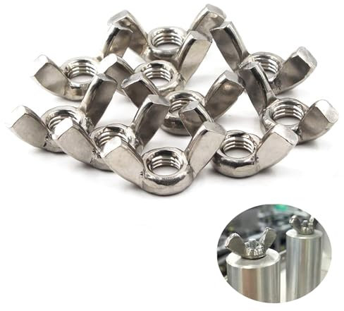 Yeenano Schmetterlingsnuss,50 Stück Edelstahl Flügelmuttern Schmetterling Handfestziehende Nüsse Sortiment Befestigungselemente Schraube M6 Bolt Maschinenschraube für Ausrüstung Möbel Dekoration usw